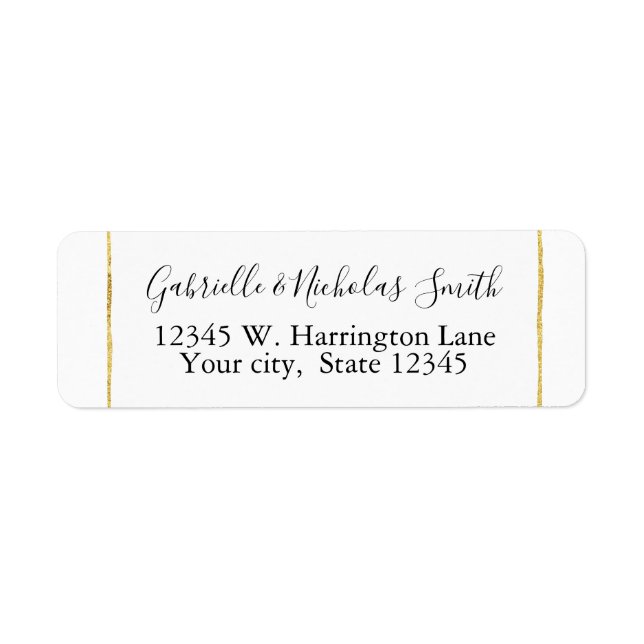 Chic White Gold Glitzy Stripes Label (Front)