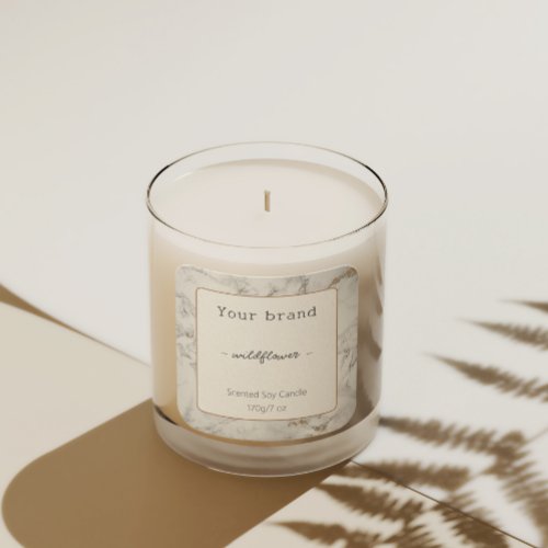 Chic White Gold Grey Marble Candle Product Label