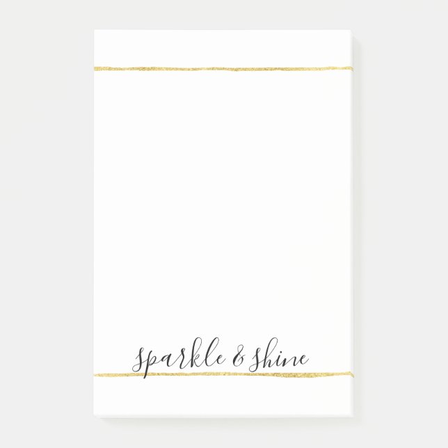 Chic White Gold Stripes Post-it Notes (Front)