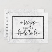 Chic White & Gray Marble Bridal Shower Recipe Card (Front/Back)