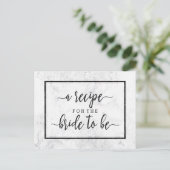 Chic White & Gray Marble Bridal Shower Recipe Card (Standing Front)
