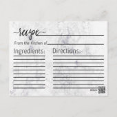 Chic White & Gray Marble Bridal Shower Recipe Card (Back)