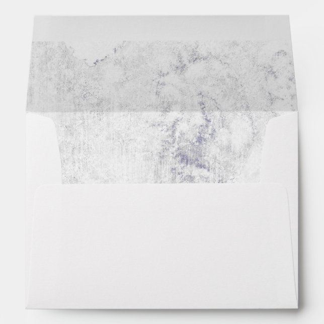 Chic White & Gray Marble Wedding Monogram Envelope (Back (Bottom))