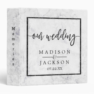 Chic White & Gray Marble Wedding Photo Album Binder