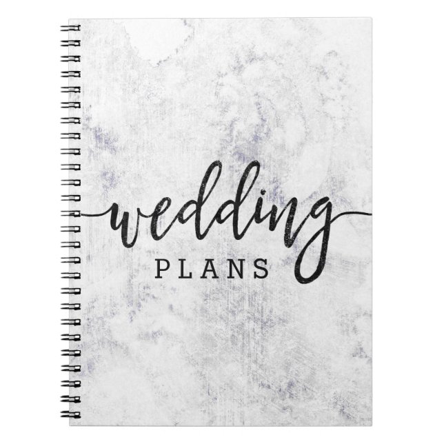 Chic White & Gray Marble Wedding Planner Notebook (Front)