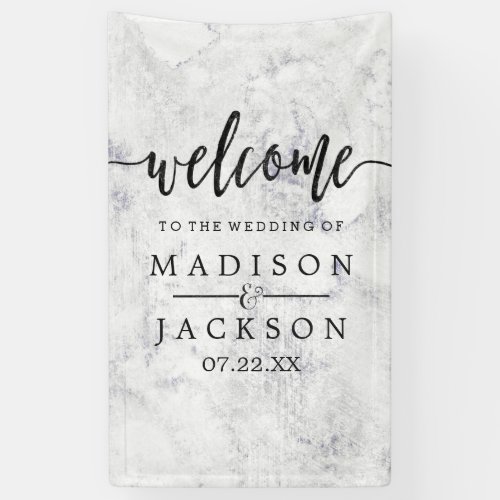 Chic White  Gray Marble Wedding Welcome Banner