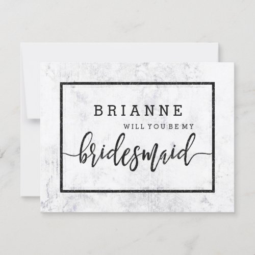 Chic White  Gray Marble Will You Be My Bridesmaid Invitation