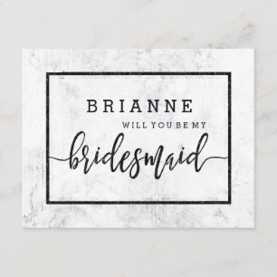 Chic White & Gray Marble Will You Be My Bridesmaid Invitation