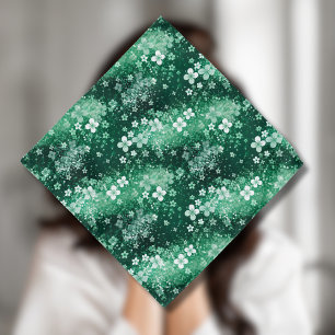 Chic White Green Shamrocks & Dots on Dark Green Bandana