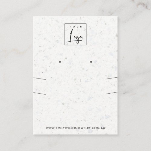 CHIC WHITE GREY TERRAZZO NECKLACE EARRING DISPLAY BUSINESS CARD