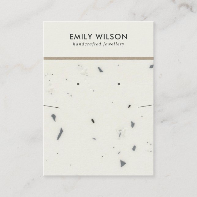 CHIC WHITE GREY TERRAZZO NECKLACE EARRING DISPLAY BUSINESS CARD (Front)