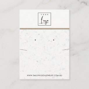 CHIC WHITE GREY TERRAZZO NECKLACE EARRING DISPLAY BUSINESS CARD