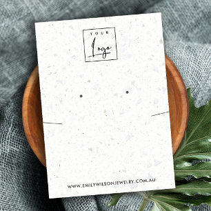 CHIC WHITE GREY TERRAZZO NECKLACE EARRING DISPLAY BUSINESS CARD
