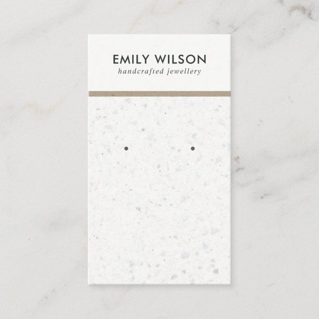 CHIC WHITE GREY TERRAZZO STUD EARRING DISPLAY CARD (Front)