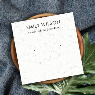 CHIC WHITE GREY TERRAZZO STUD EARRING DISPLAY CARD