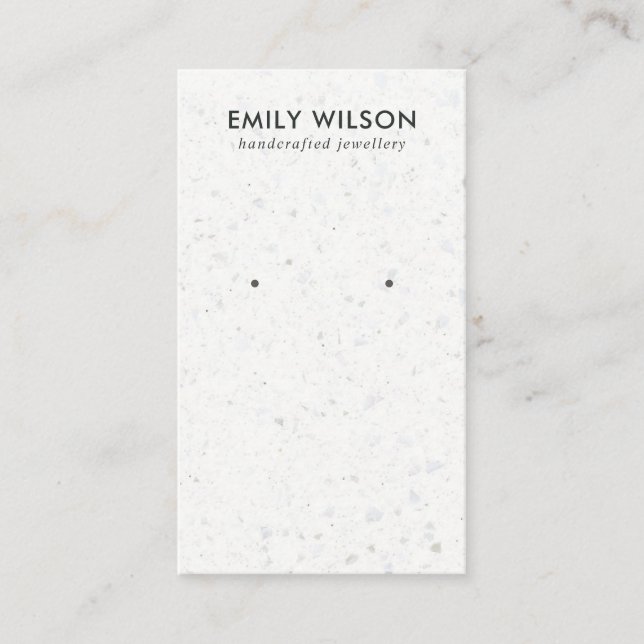 CHIC WHITE GREY TERRAZZO STUD EARRING DISPLAY CARD (Front)