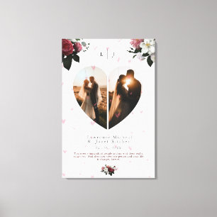 Chic White Heart Shaped Photo collage For Couple Canvas Print
