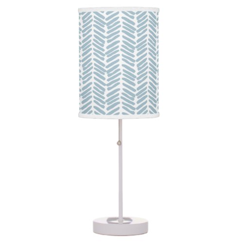 Chic White Heather Blue Abstract Chevron Art Table Lamp