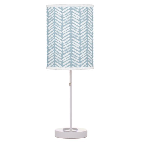 Chic White Heather Blue Abstract Chevron Art Table Lamp
