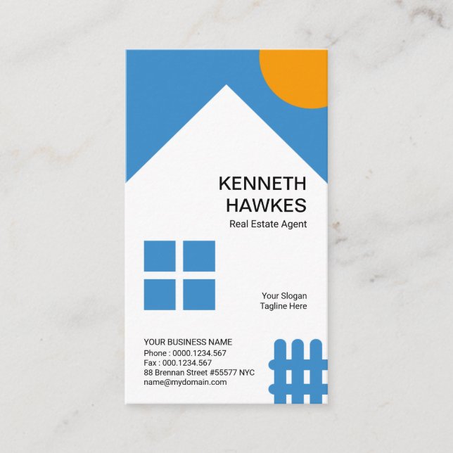 Chic White House Orange Sun Picket Fence Realtor Business Card (Front)