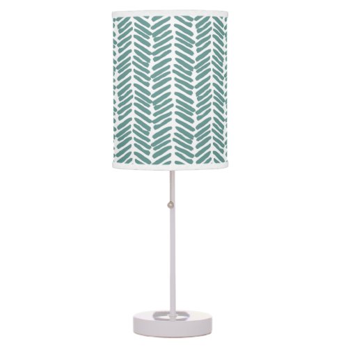 Chic White Juniper Green Abstract Chevron Table Lamp