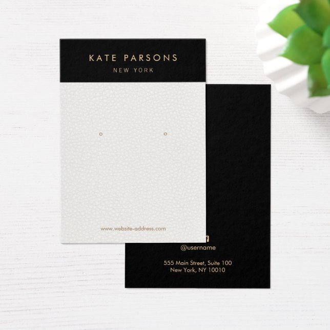 Chic White Leather Earring Jewelry Display Card (Desk)