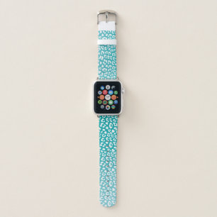 Chic White Leopard Spots on Turquoise Apple Watch Band