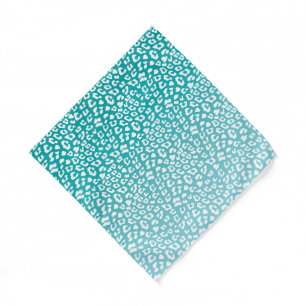 Chic White Leopard Spots on Turquoise Bandana