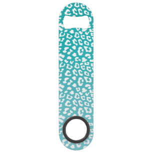 Chic White Leopard Spots on Turquoise Bar Key