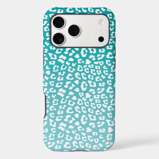 Chic White Leopard Spots on Turquoise Case-Mate iPhone Case (Back)