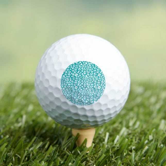 Chic White Leopard Spots on Turquoise Golf Balls (Insitu Tee)
