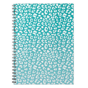 Chic White Leopard Spots on Turquoise Notebook