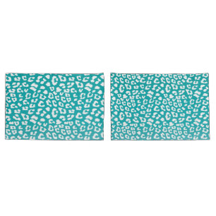 Chic White Leopard Spots on Turquoise Pillow Case