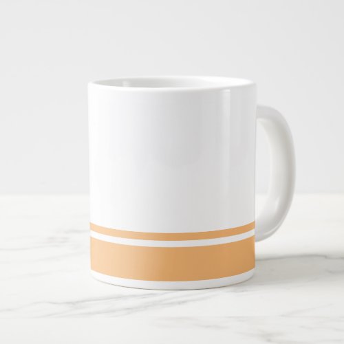 Chic White Light Orange Bottom Rim Accent Stripes Giant Coffee Mug