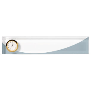 Chic White Light Slate Flowing Bottom Curve Clock Desk Name Plate