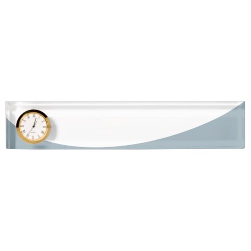 Chic White Light Slate Flowing Bottom Wave Clock Desk Name Plate