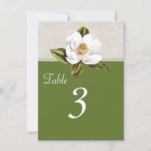 Chic White Magnolia Reception Table Number