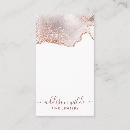 Chic White Marble Agate Rose Gold Earring Display Business Card