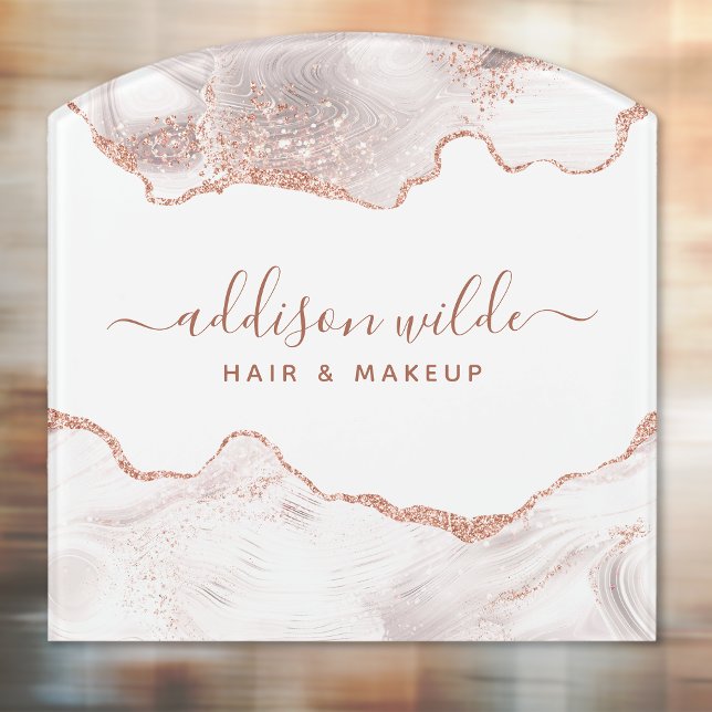 Chic White Marble Agate Rose Gold Glitter  Door Sign (Creator Uploaded)