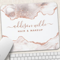 Chic White Marble Agate Rose Gold Glitter