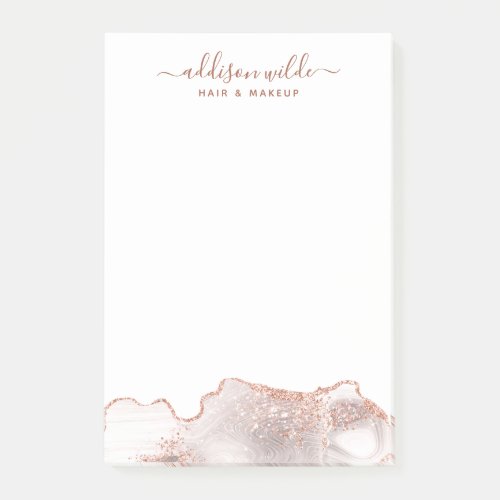 Chic White Marble Agate Rose Gold Glitter Post_it Notes