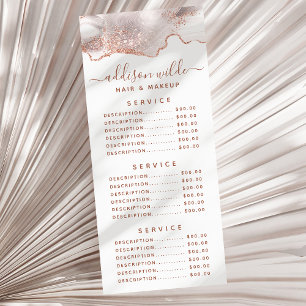 Chic White Marble Agate Rose Gold Glitter Rack Car Card