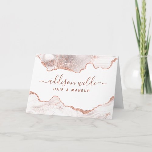Chic White Marble Agate Rose Gold Thank You Card