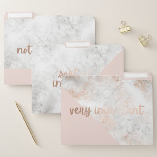 Chic White Marble Blush Pink Rose Gold Important File Folder