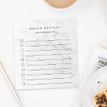 Chic White Marble Personalized To-Do List Notepad<br><div class="desc">Personalize this chic to-do list notepad with a name and an additional line of custom text (shown with "important things to do") in modern black lettering on a trendy pale gray and white veined marble background. Lined checklist notepad makes it easy to keep track of your important tasks in style....</div>