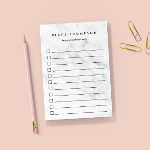 Chic White Marble Personalized To-Do List Post-it Notes