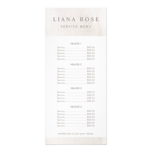 Chic White Marble Salon and Spa Price List Menu