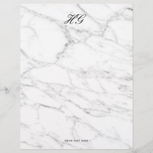 Chic white marble stone letterhead writing paper