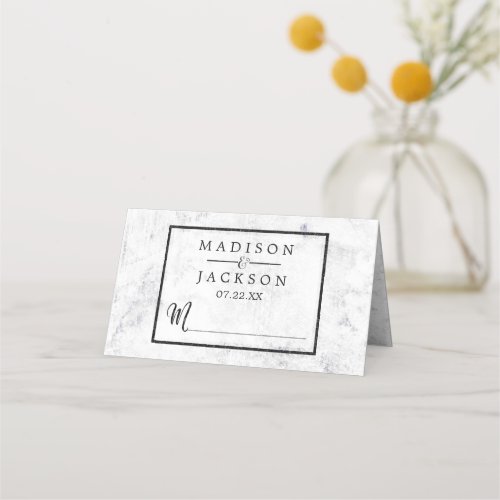 Chic White Marble Table Number Seating Name Place Card