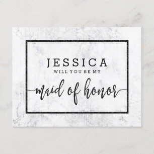 Chic White Marble Will You Be My Maid of Honor Invitation